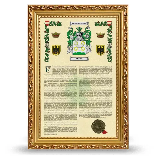 Dillier Armorial History Framed - Gold