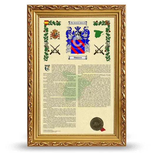 Dimarco Armorial History Framed - Gold