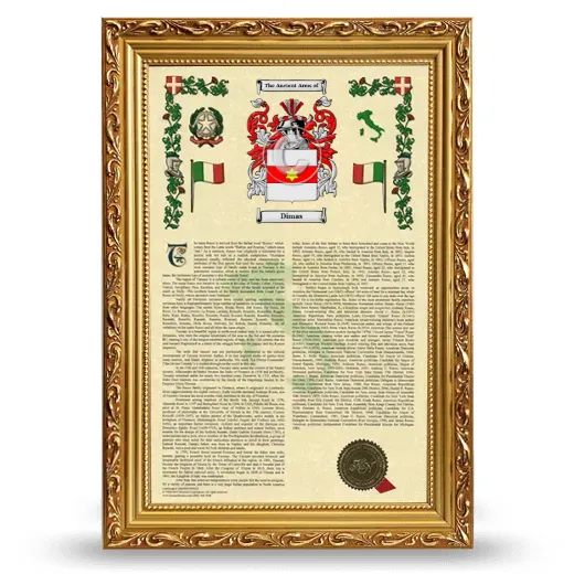 Dimas Armorial History Framed - Gold