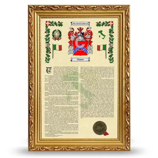 Dinero Armorial History Framed - Gold