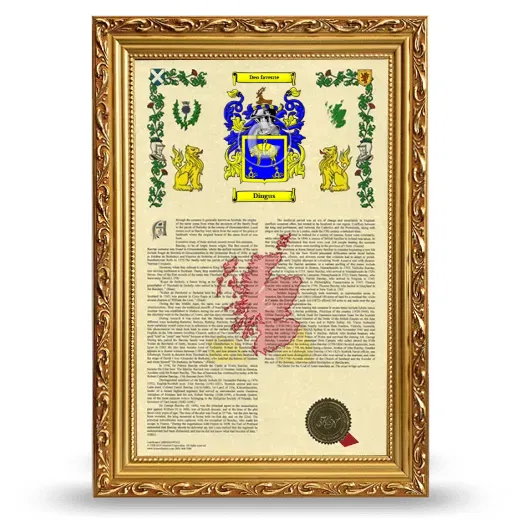 Dingus Armorial History Framed - Gold
