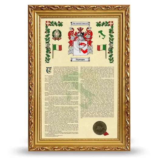 Dipasqua Armorial History Framed - Gold