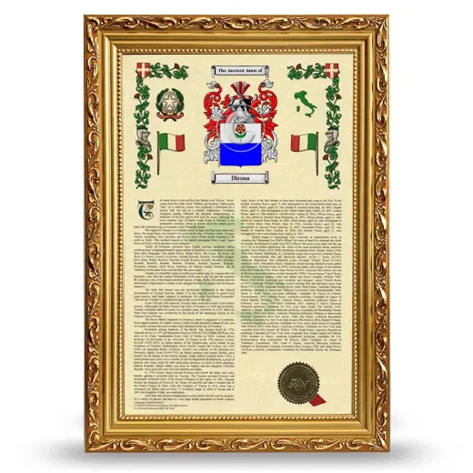 Dirosa Armorial History Framed - Gold