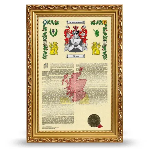 Dirton Armorial History Framed - Gold