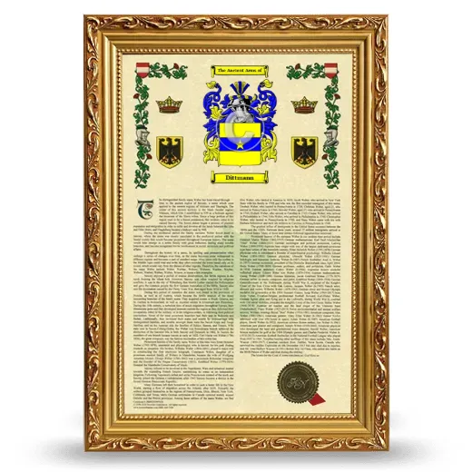 Dittmann Armorial History Framed - Gold