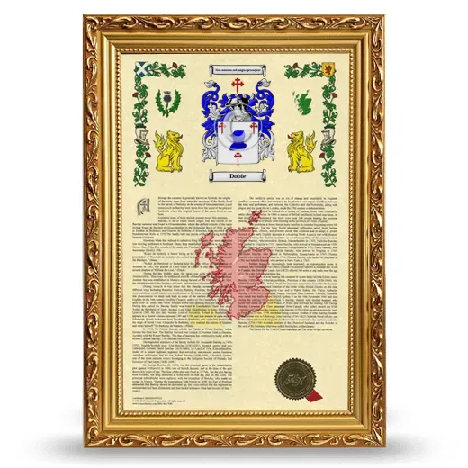 Dobie Armorial History Framed - Gold