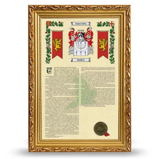Dockrel Armorial History Framed - Gold