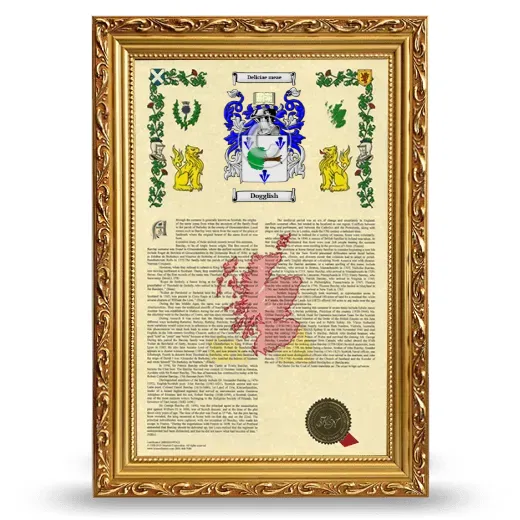 Dogglish Armorial History Framed - Gold