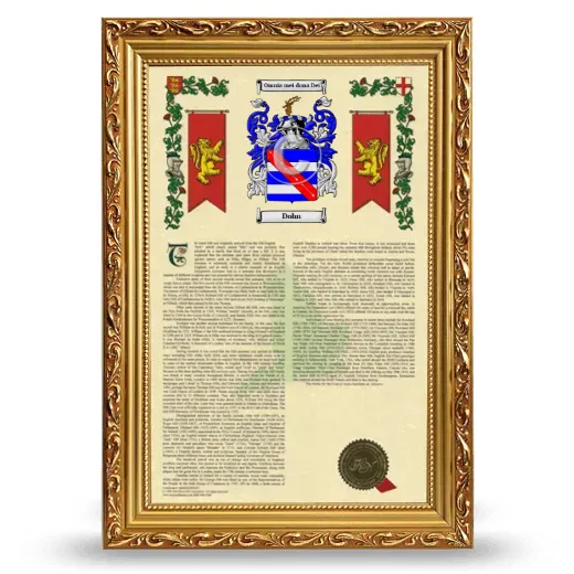 Dohn Armorial History Framed - Gold