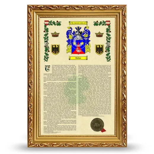Dohse Armorial History Framed - Gold