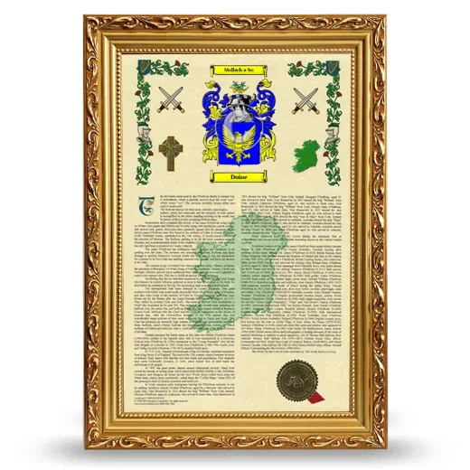 Doine Armorial History Framed - Gold