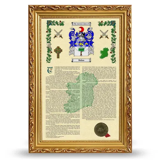 Dolan Armorial History Framed - Gold