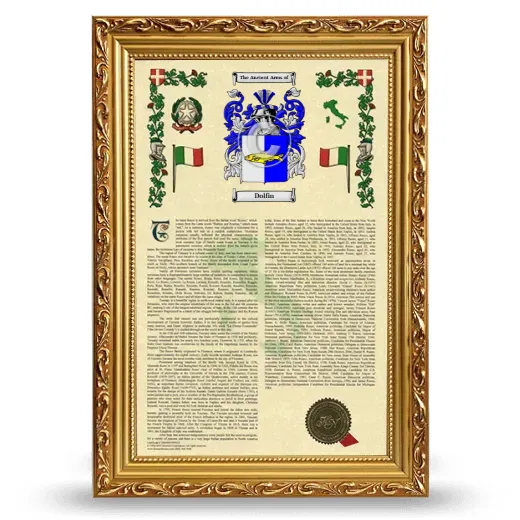 Dolfin Armorial History Framed - Gold