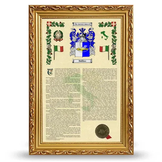 Dolfino Armorial History Framed - Gold