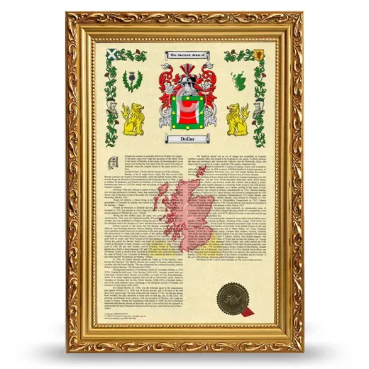 Dollar Armorial History Framed - Gold