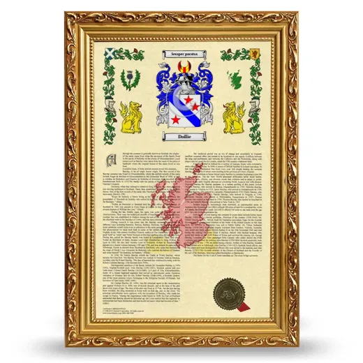 Dollie Armorial History Framed - Gold