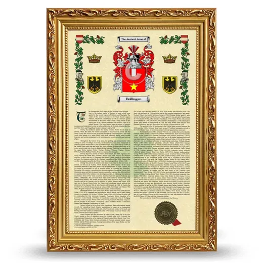Dollingen Armorial History Framed - Gold