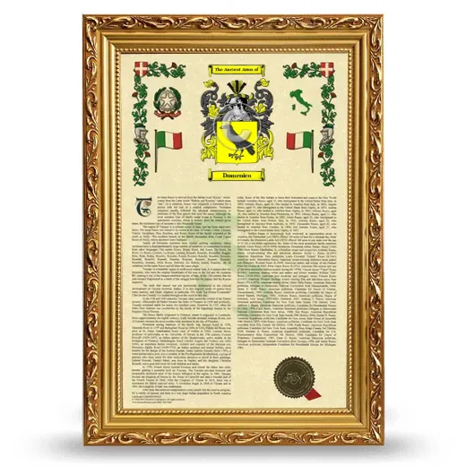 Domenico Armorial History Framed - Gold