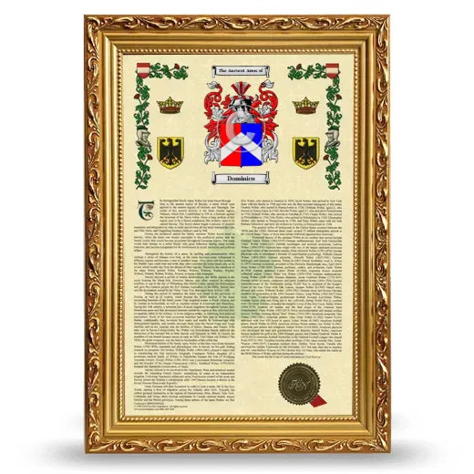 Dominico Armorial History Framed - Gold