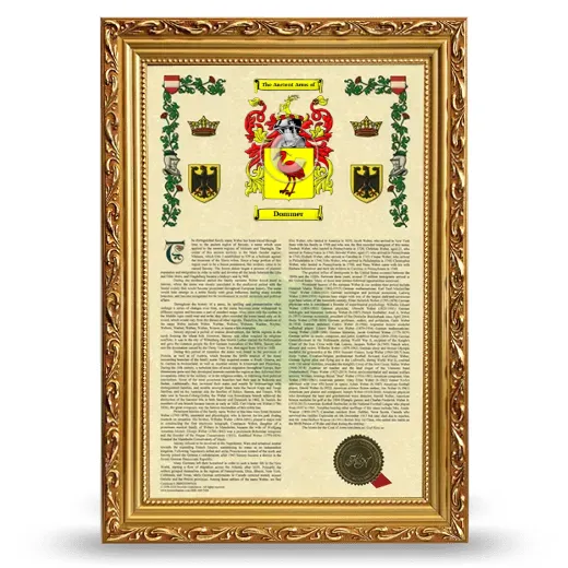 Dommer Armorial History Framed - Gold