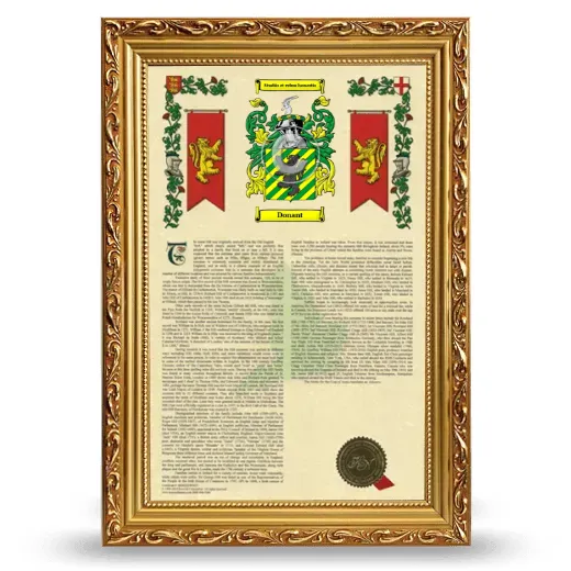 Donant Armorial History Framed - Gold