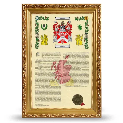 Donkey Armorial History Framed - Gold