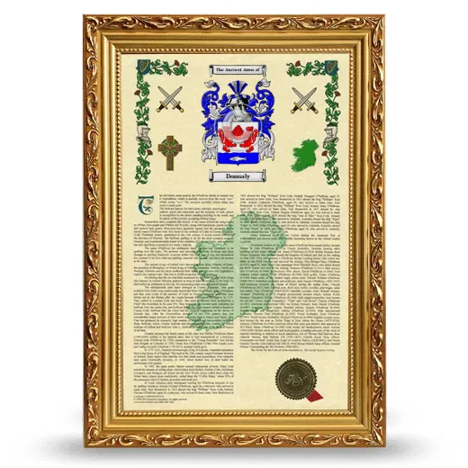 Donnaly Armorial History Framed - Gold