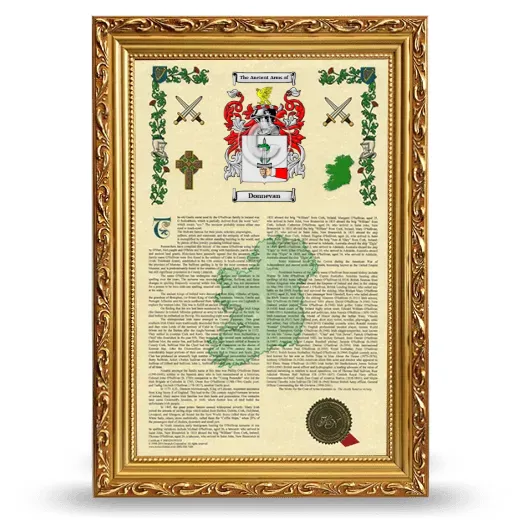 Donnevan Armorial History Framed - Gold