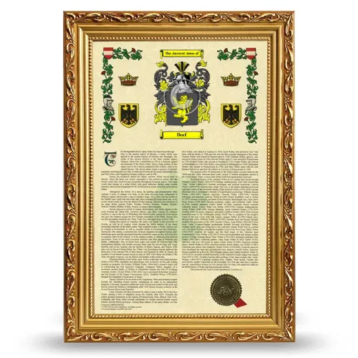 Dorf Armorial History Framed - Gold