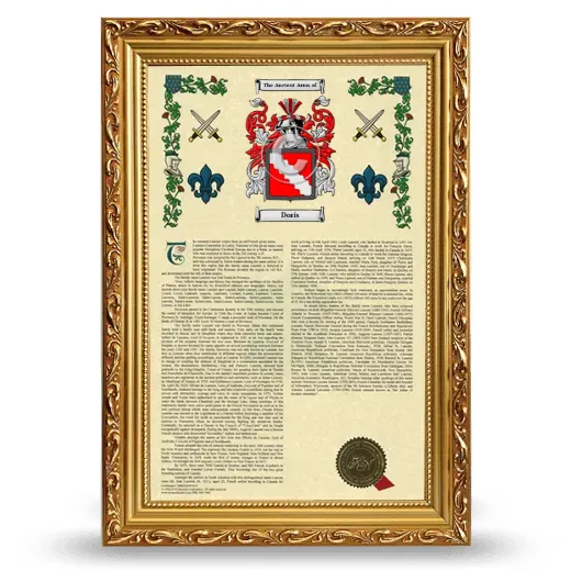Doris Armorial History Framed - Gold