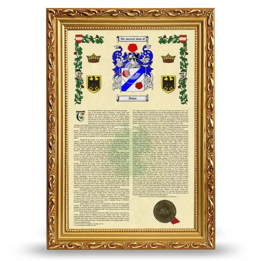 Dorn Armorial History Framed - Gold