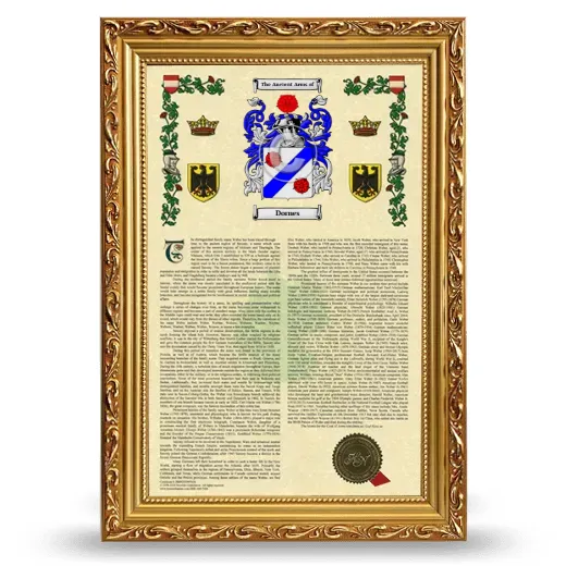 Dornes Armorial History Framed - Gold