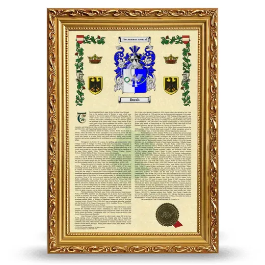 Dorsh Armorial History Framed - Gold