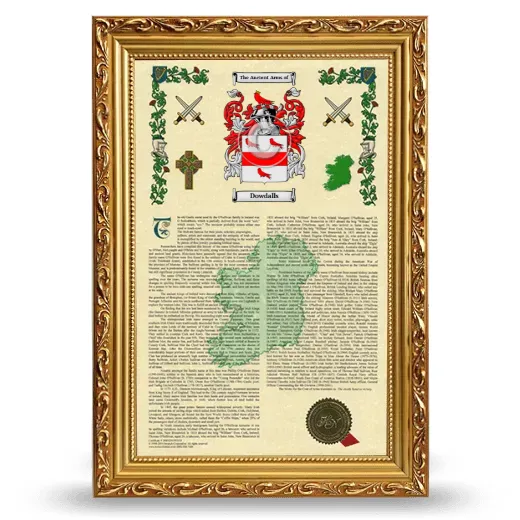 Dowdalls Armorial History Framed - Gold