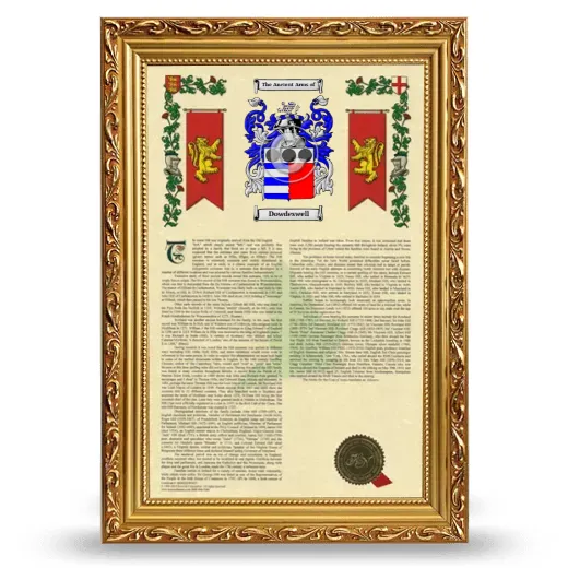 Dowdeswell Armorial History Framed - Gold