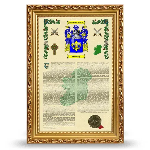 Dowding Armorial History Framed - Gold