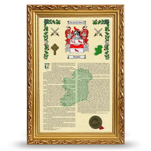 Dowdul Armorial History Framed - Gold