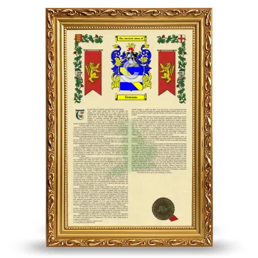 Dowson Armorial History Framed - Gold