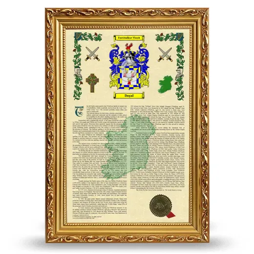 Doyal Armorial History Framed - Gold