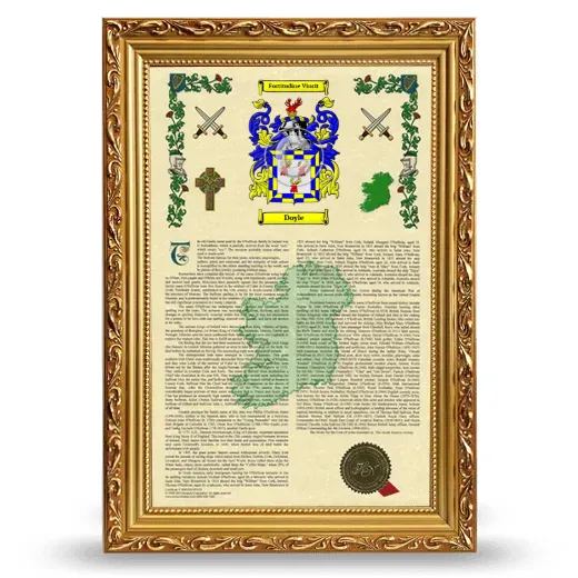 Doyle Armorial History Framed - Gold