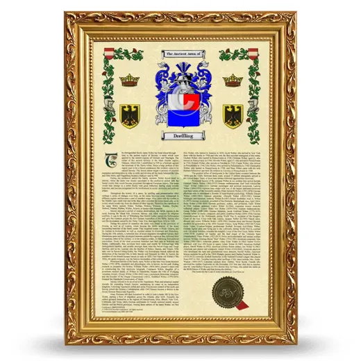 Dreffling Armorial History Framed - Gold
