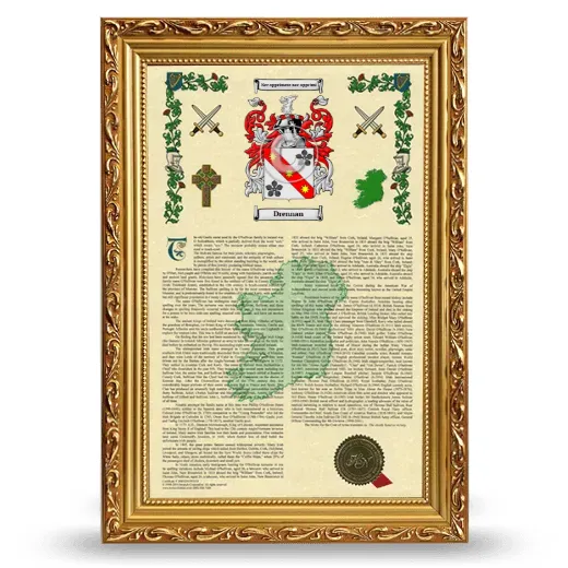Drennan Armorial History Framed - Gold