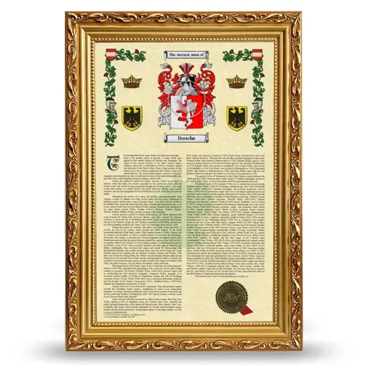 Dresche Armorial History Framed - Gold