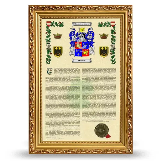Drexler Armorial History Framed - Gold