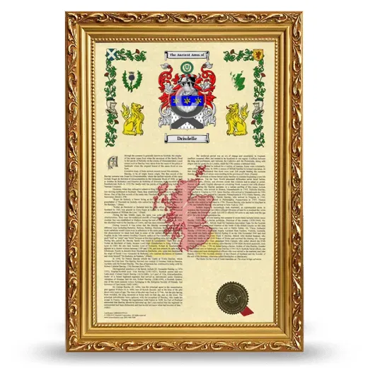 Drisdelle Armorial History Framed - Gold