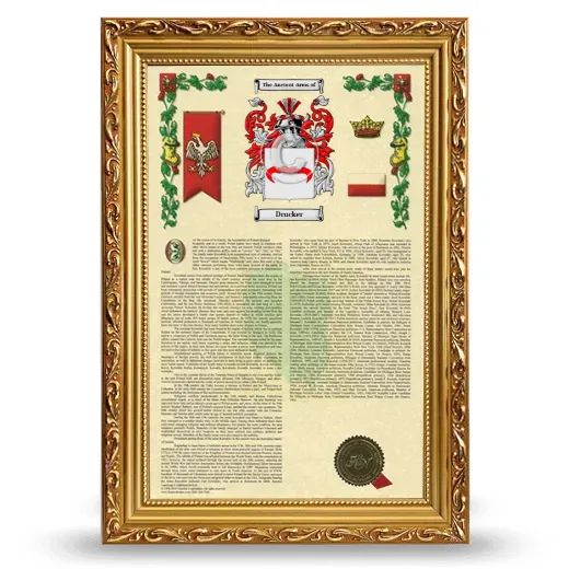 Drucker Armorial History Framed - Gold