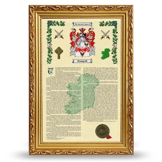 Drumgold Armorial History Framed - Gold