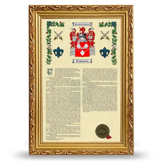 Du monceau Armorial History Framed - Gold