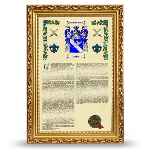 Du pre Armorial History Framed - Gold