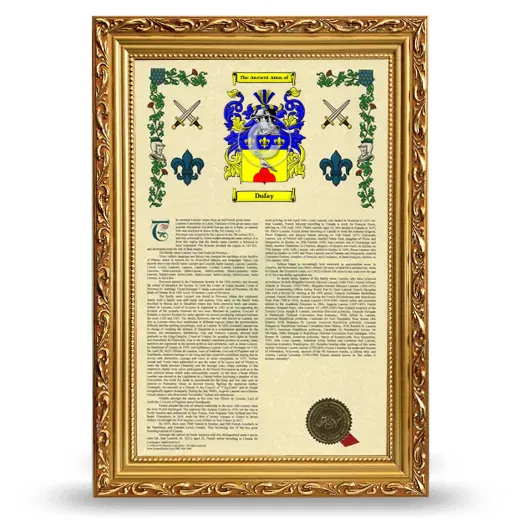 Dufay Armorial History Framed - Gold
